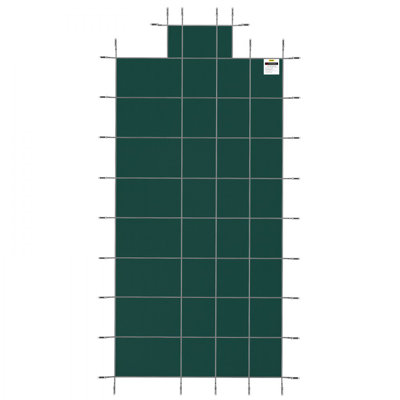 Pool Safety Cover Fits Rectangle Inground Safety Pool Cover Green Mesh with Center End Steps Solid Pool Safety Cover for Swimming Pool Winter Safety Cover