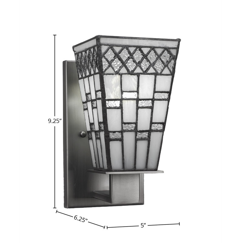 Eurig Wall Sconce Shown In Graphite Finish With 5" Square Pewter Art Glass