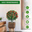 60cm Artificial Rose Topiary Ball Trees, UV-Resistant, Red-1650093860