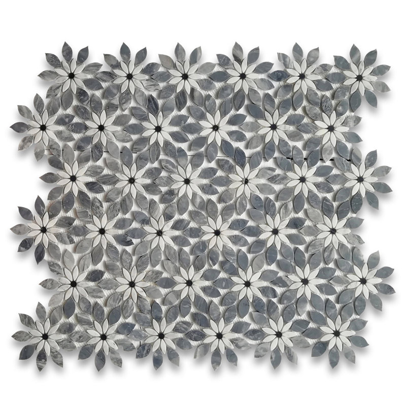 Bardiglio 12" x 13" Marble Novelty Mosaic Wall & Floor Tile, Light Gray