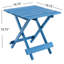 Table pliante bleue en bois massif pour patio, cour arrière - portable, espaces extérieurs portatifs peu encombrants