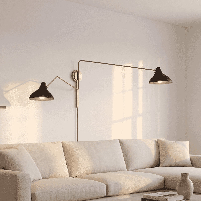 Elyse 2 Light Swing Arm Wall Sconce in Brass, White, Brass