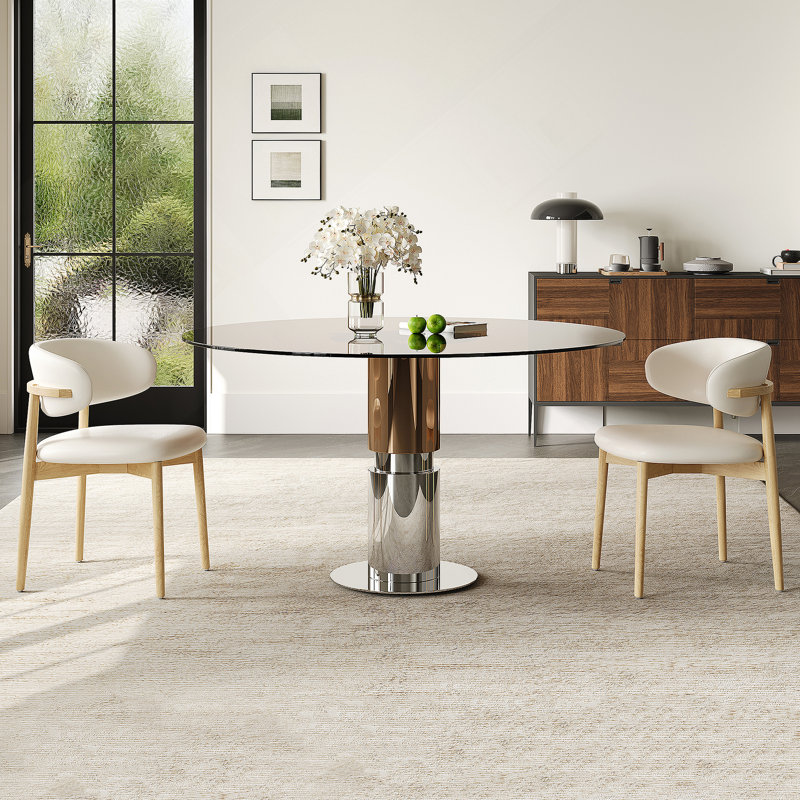 3-Piece Dining Table Set, Small Round Dining Table With 2 Chairs