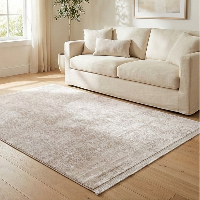 Lorilea Ethereal Blush Distressed Velvet Washable Area Rug