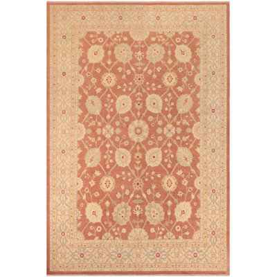 Dorr Oriental Handmade Hand-Knotted Rectangle 10'5" x 13'8" Wool in Brown/Tan