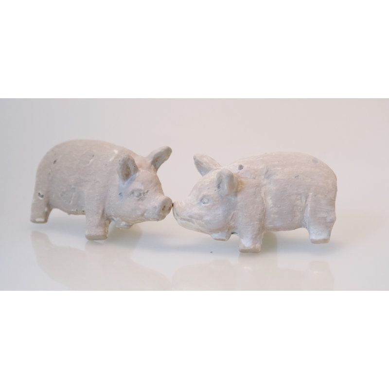 Pair of 2 Whitewashed Piggy Knobs