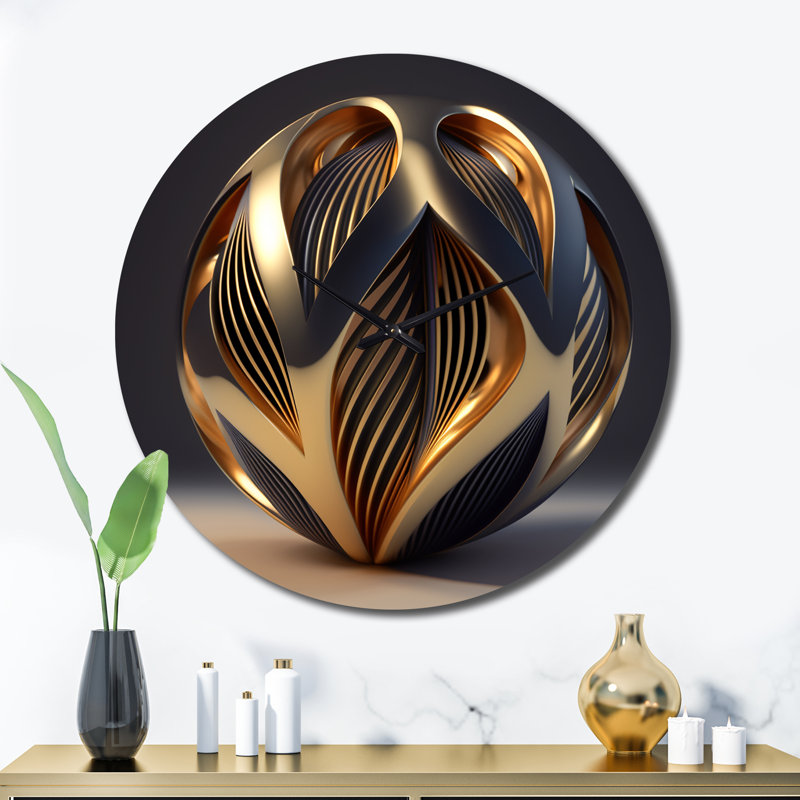 Horloge murale Op-Art Retro Gold, Très grand