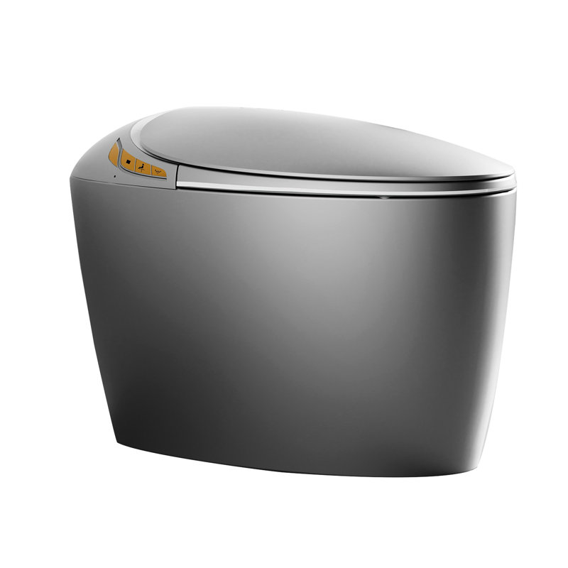 Toilette intelligente pour une vie hygiénique, siège à ouverture / fermeture automatique, capteur de pied, toilette de l'unité de salle de bain grise, fonction de couvercle, commande de capteur, technologie de chasse avancée
