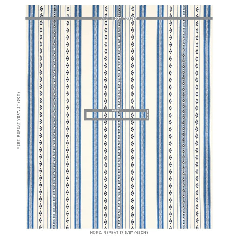 Dakota Stripe Fabric, Blue