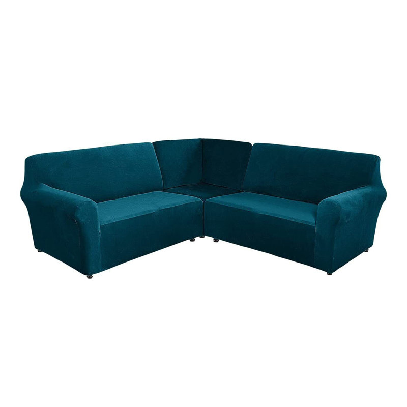 Housse pour canapé de coin Elastic, Bleu profond, H 38 po x l 58 po x P 43 po