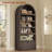 81" Tall Arched Bookshelf, 5-tier Bookcase With Storage Drawer, Walnut-1997647746