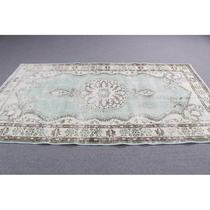 Grand tapis beige Oushak beige avec un design rétro pour la chambre à coucher et le salon