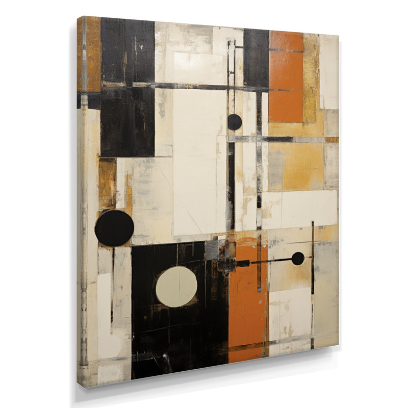 Art moderne moderne abstrait orange et beige, H 32 po x l 24 po x P 1 po, Toile tendue