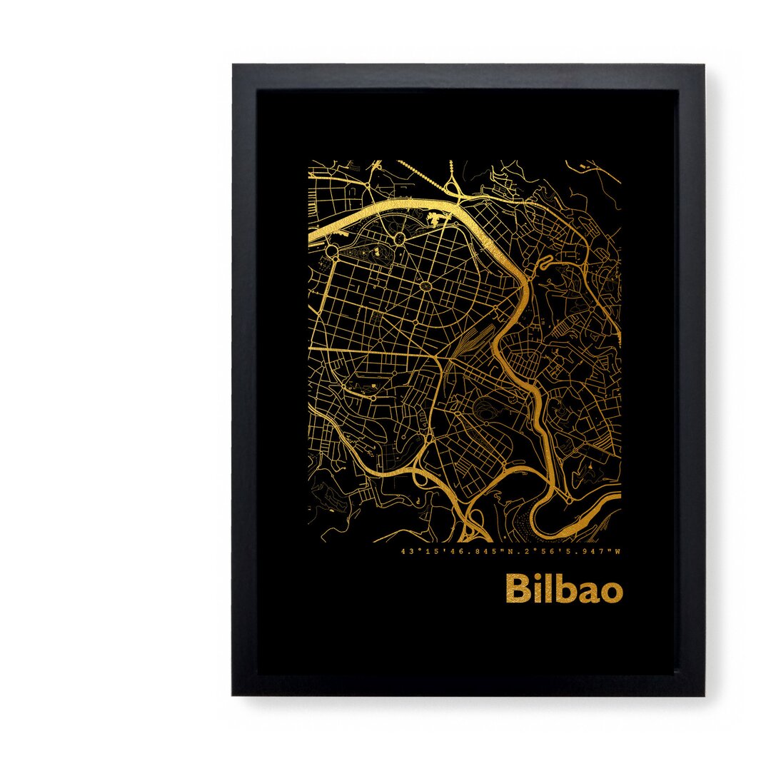 Gerahmtes Poster Bilbao Stadtplan