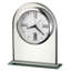 Regent Modern & Contemporary Tabletop Clock, Beveled Glass Arch on Glass Base, Roman Numeral Dial, Quartz Alarm Movement