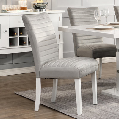 2 chaises grises et blanches ultrabrillantes, siège rembourré, 2 ceintures, dossier en velours, poids 28,56 lb
