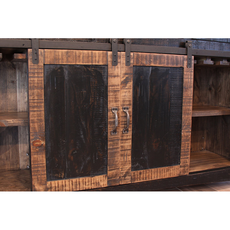Jasenski 26.5'' Solid Wood Home Bar, Distressed Black