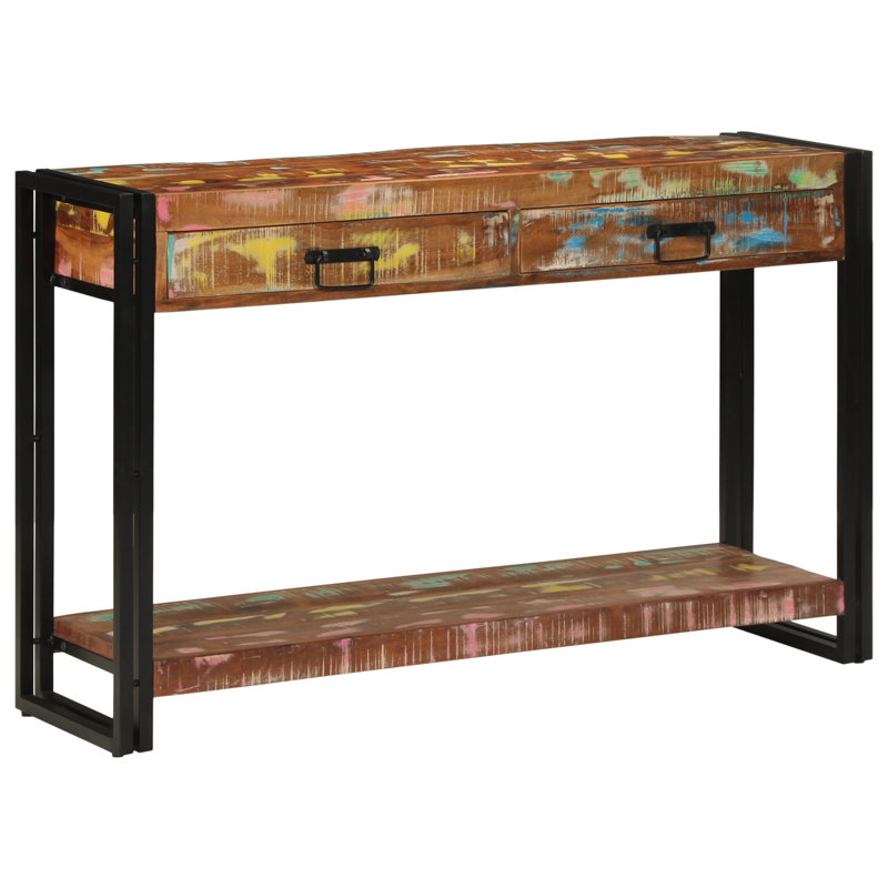 Solid Wood Top Console Table, Multicolour, 75cm H x 120cm W x 33cm D