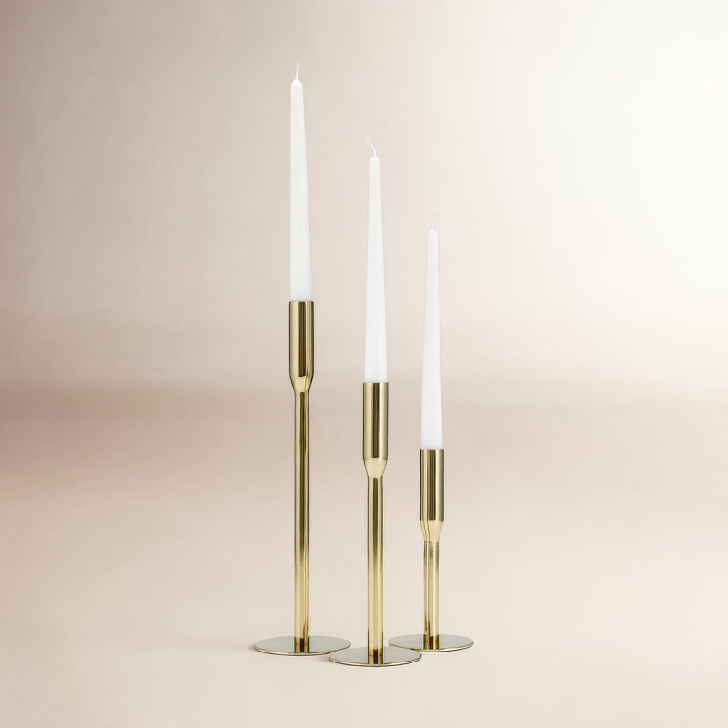 Metal, Taper Candle Holder, 8" H x 4" W x 4" D, Gold