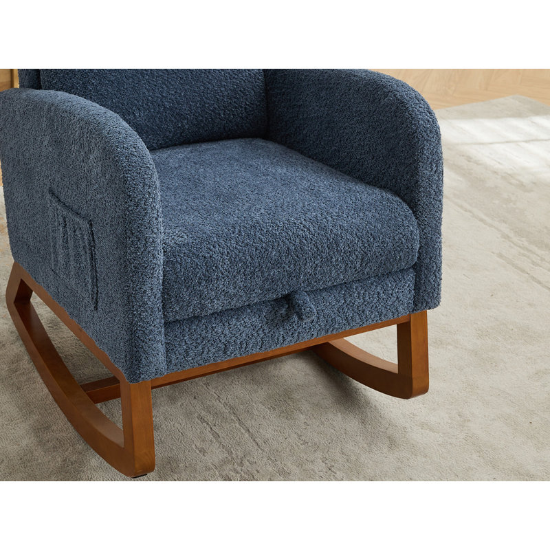 Chaise berçante rembourrée avec repose-pieds rétractable, Marine