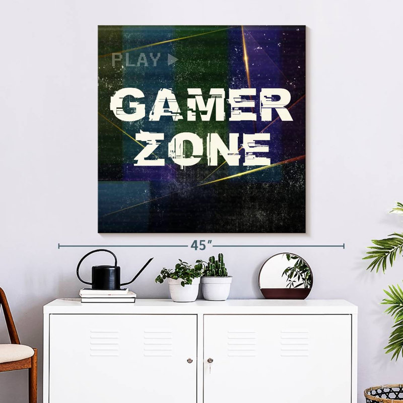 «Video Games Gamer Zone», impression sur toile, H 33 po x l 33 po x P 1,25 po