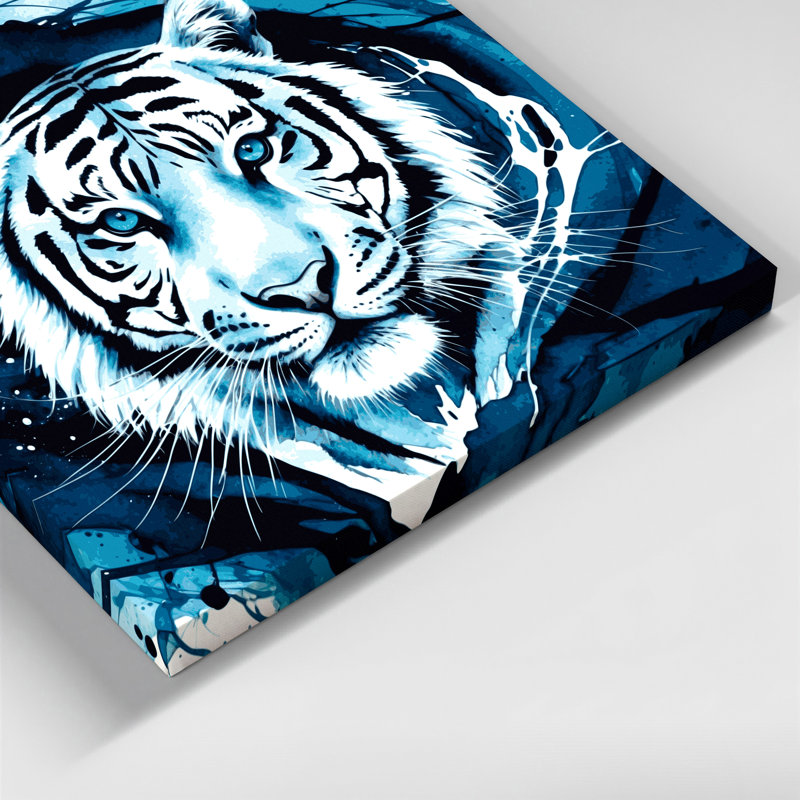 «Big Cats», yeux bleus, tigre blanc, art mural sur toile, H 32 po x l 32 po