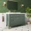 Ensemble de meuble-lavabo autoportant vert simple 48 po avec comptoir en bois massif et marbre d'ingénierie | Idée de cadeau