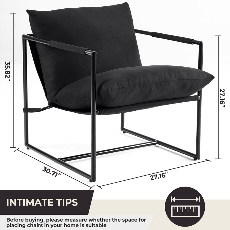 Fauteuil large 29 po Cecy, 100% polyester noir / jaune blé