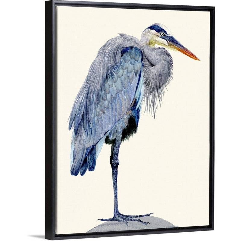 Heron Study II, art mural sur toile, Toile encadrée noire, H 18 po x l 14 po x P 2 po