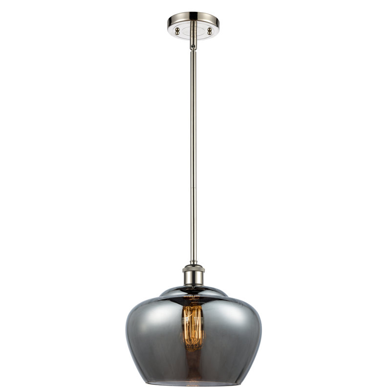 Ballston Fenton 11" - 1 Light 11" Mini Pendant, Polished Nickel, No Bulb Included, Plated Smoke
