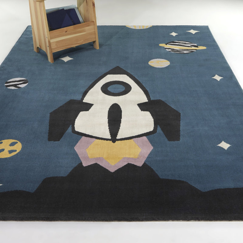 Tapis bleu sarcelle Aldrin, Rectangle 4 pi 4 po x 6 pi
