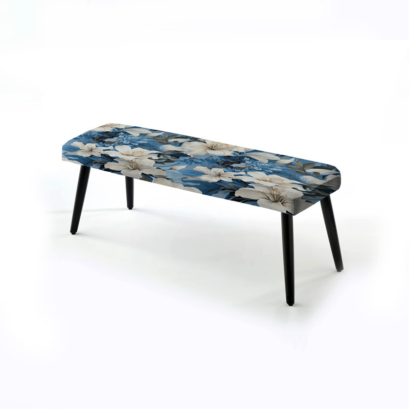 Azure Oasis Tropical Pattern - Tropical Upholstered Black Bench