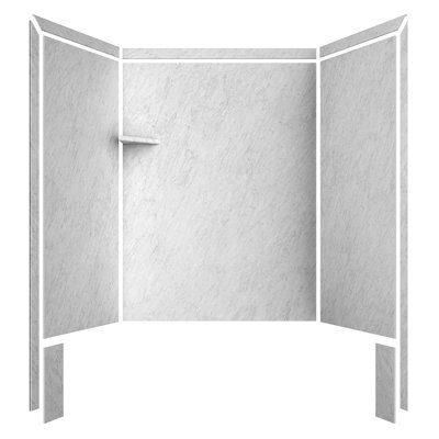 FlexStone Royale 60"W x 36"D x 80"H Alcove Bathtub/Shower Surround in Frost