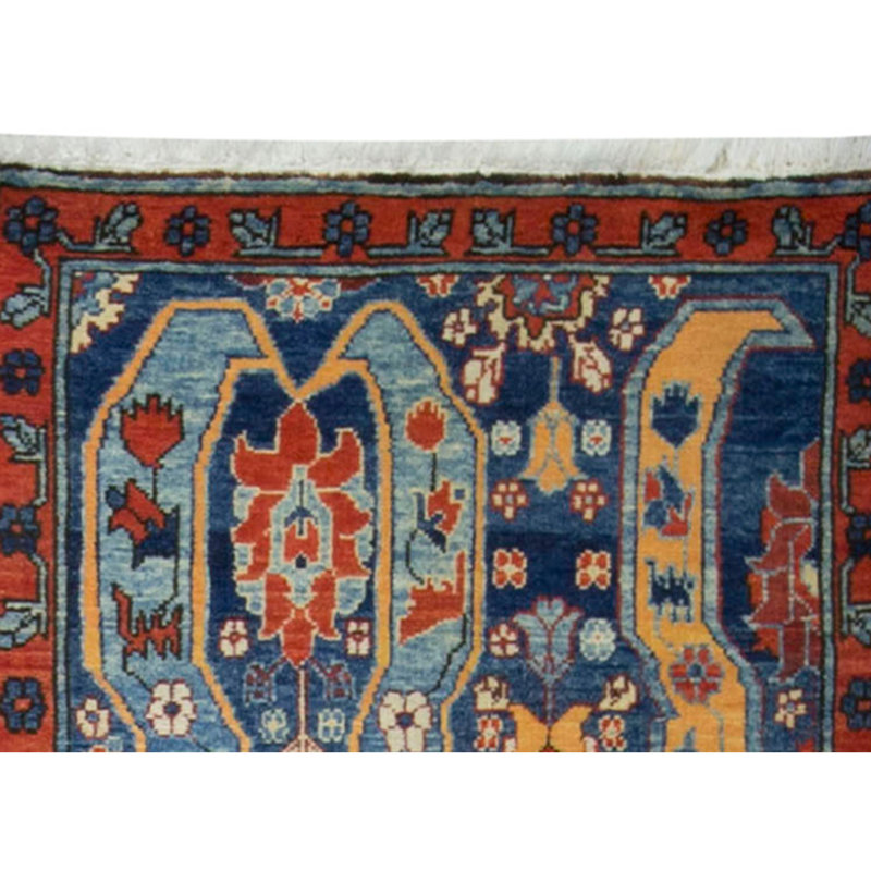 Hand-Knotted High-Quality Navy, Blue, and Red Runner