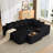 137.5" U Shaped Sofa , USB & Wireless Charge, Coffee Table Board With A Cup Holder, Oversize Movable Modular Sofa,Movable Footstool,No Assembly,6 Seats,Corduroy-57147919