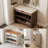 2-Tier Adjustable Shoe Cabinet,Upholstered Shoe Storage Bench With Cabinet-401155809