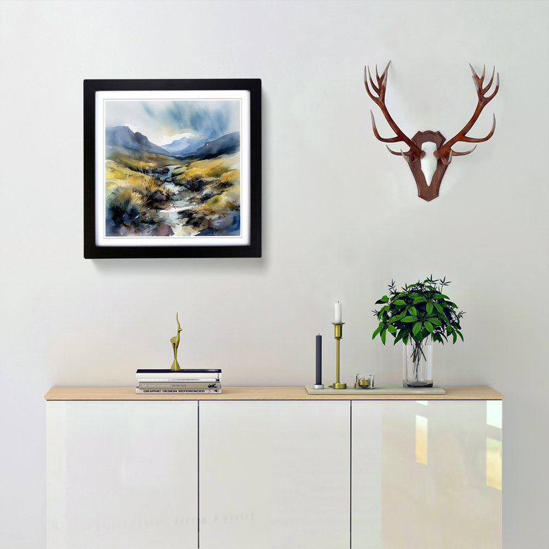 Scotland Watercolour No.1 - Framed Print, Black