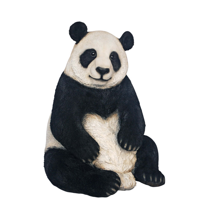 Large Black and White Polyresin Seated Panda Figurine