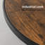 Table basse ronde industrielle, finition en bois rustique avec structure en métal robuste, table d'appoint moderne pour le salon, la chambre à coucher et le bureau (brun)