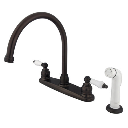 Kingston Brass Vintage Two-Handle 4-Hole 8" Centerset Kitchen Faucet with Side Sprayer Kingston Brass