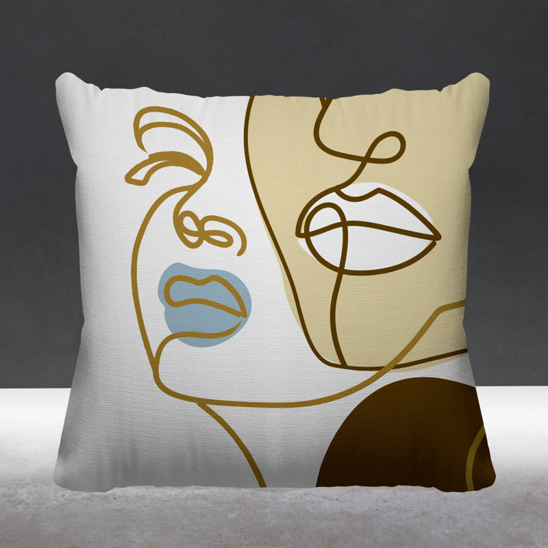 Outdoor Reversible Throw Pillow, Light Yellow, 19W" x 19H"