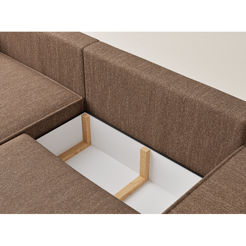 3 Seater Corner Sofa, Brown, Left Hand Facing