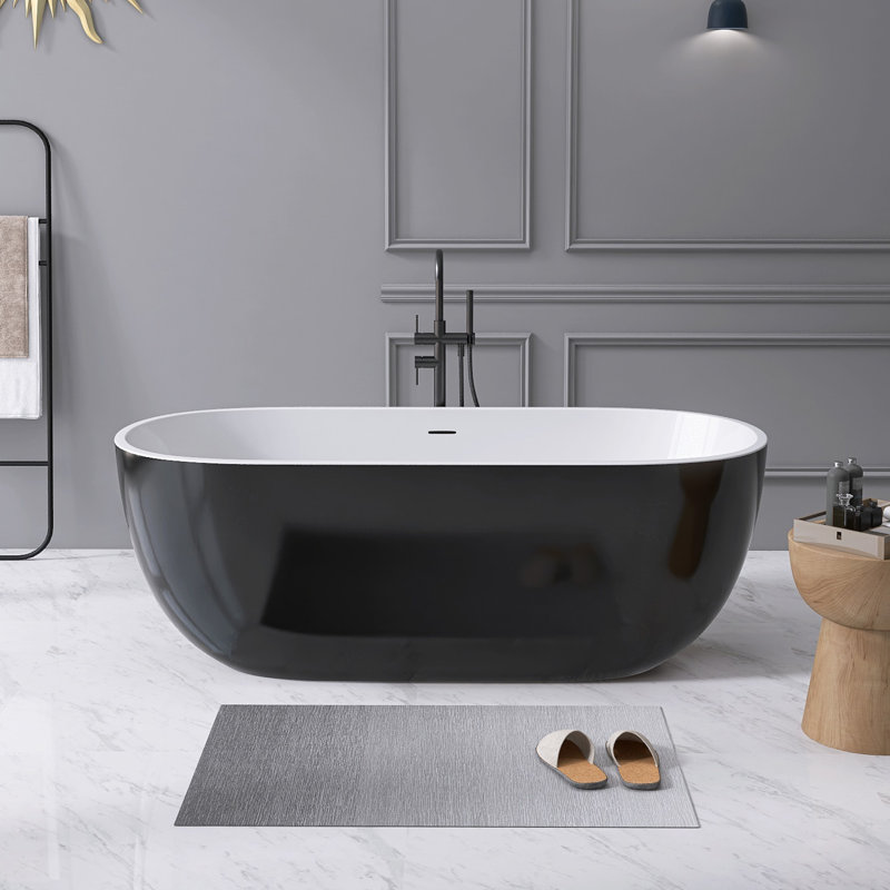 Biocura 65'' x 29.5'' Soaking Acrylic Bathtub, Black