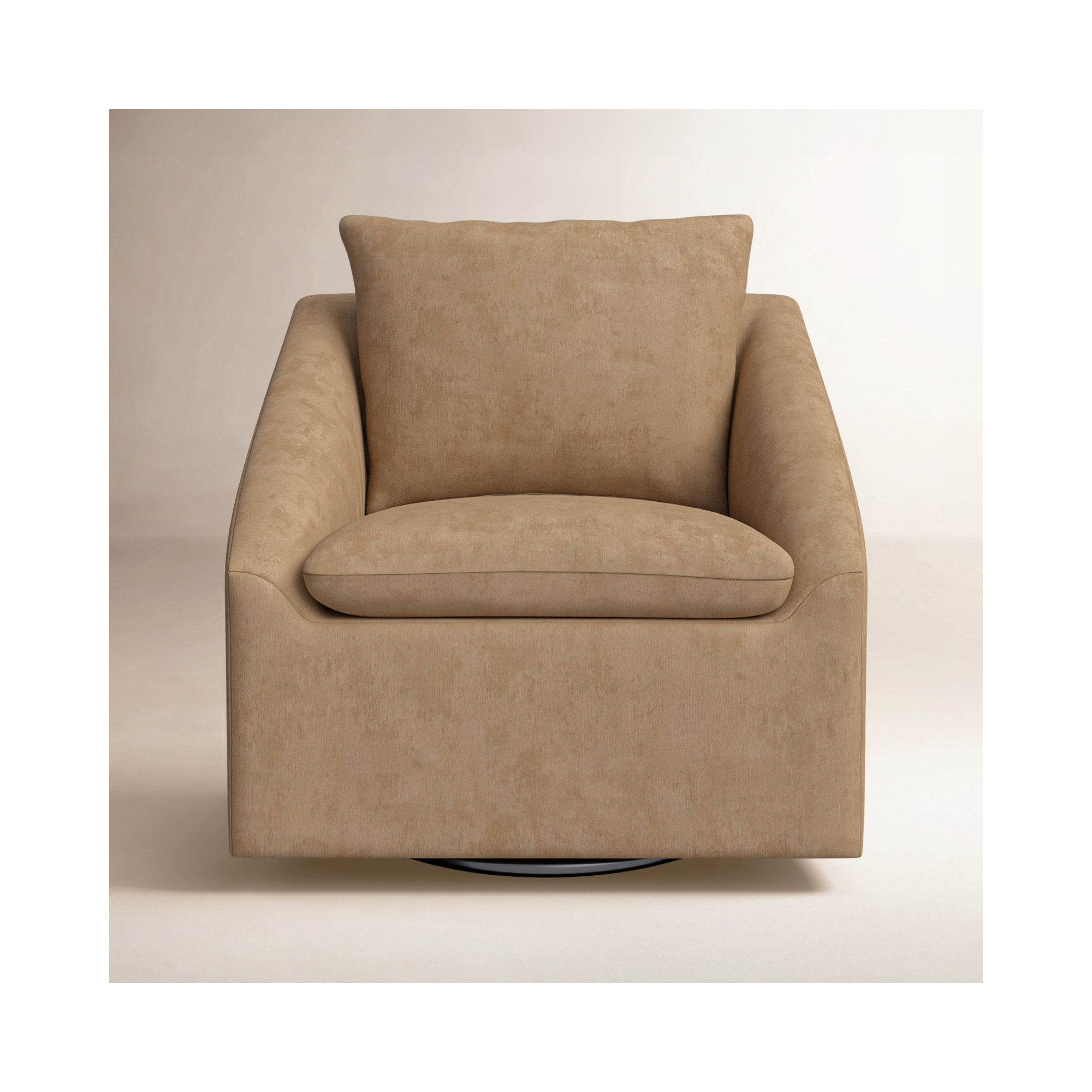 Tommen Upholstered Swivel Accent Chair, Bella Buckwheat Performance Velvet