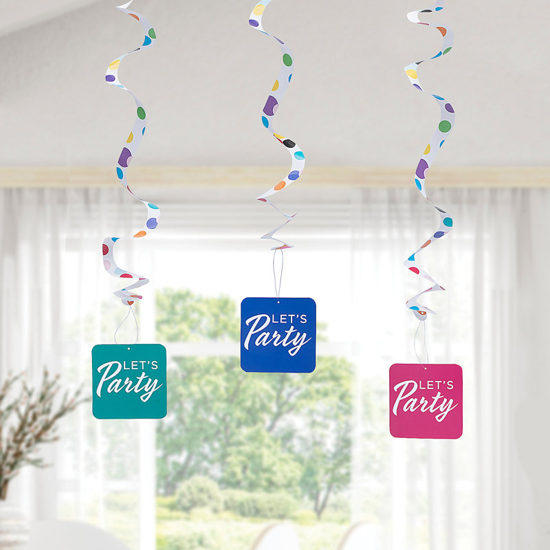 Tourbillons suspendus à pois Fun Express Let's Party - 12 pièces