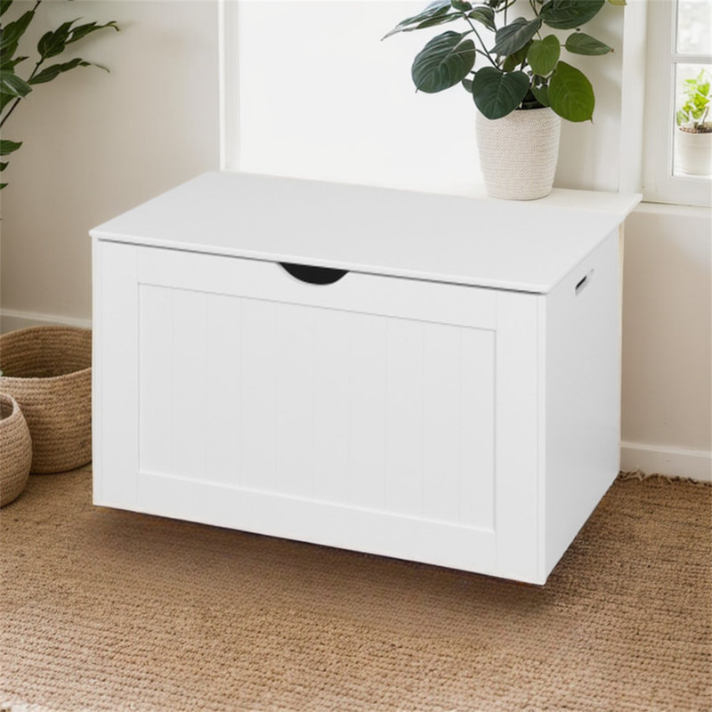 Coffre de rangement avec charnière de sécurité et pare-chocs en gel, coffre de rangement, banc de rangement à plateau relevable, 2 charnières de sécurité. Blanc