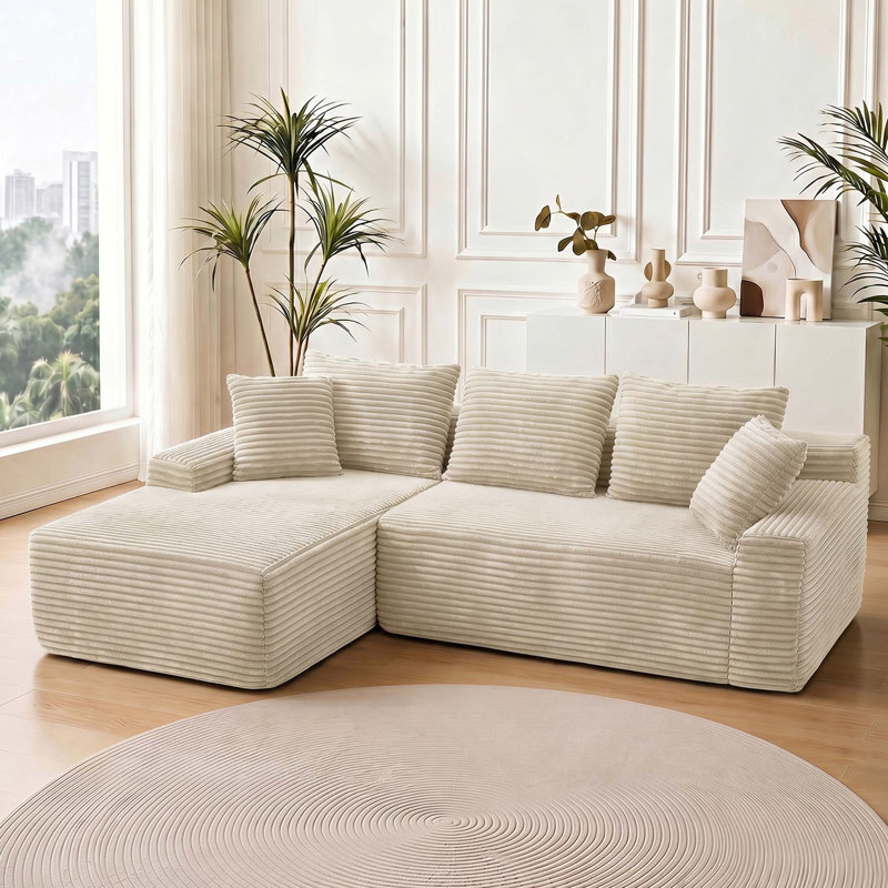 Canapé modulaire modulaire avec méridienne de rangement, Beige Fabric