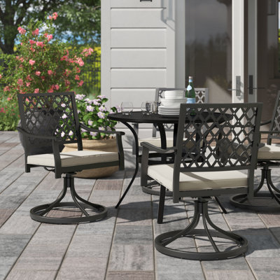 Angelle Swivel Patio Dining Armchair with Cushion by Lark Manor