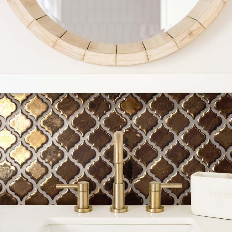 Hudson Tangier Gold 12-3/8" x 12-3/8" Porcelain Mosaic Floor and Wall Tile