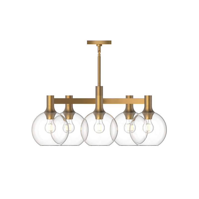 Castilla 5 - Light Globe Chandelier, Aged Gold, Clear